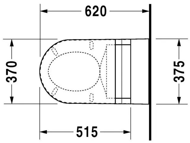 DURAVIT Starck 2 závesné WC s hlbokým splachovaním, 375 mm x 620 mm, s povrchom WonderGliss, 25330900001