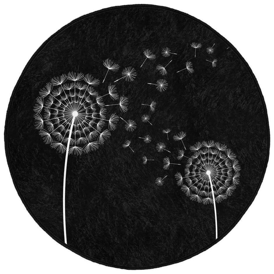 Čierny prateľný okrúhly koberec vhodný pre robotické vysávače ø 80 cm Comfort – Mila Home