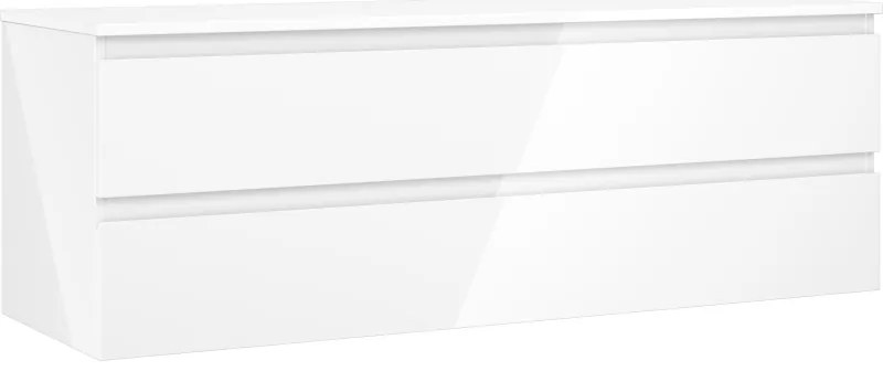 Mexen Orio, kúpeľňová skrinka 140 cm s hornou doskou, 2 zásuvky, biela lesklá, 91A10-14047-2-BFFC00