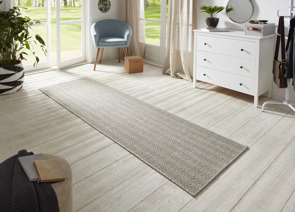 Behúň Nature 104266 Grey / Multicolor – na von aj na doma, 80x250, šedá, chodba / predsieň, BT Carpet
