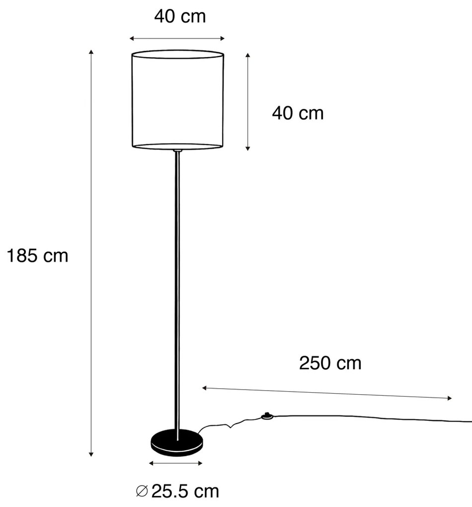Stojacia lampa čierna s plyšovým tienidlom bronz 40 cm - Simplo