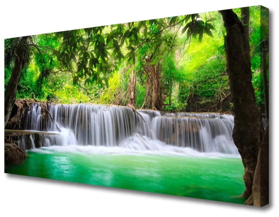 Obraz Canvas Vodopád jazero les príroda 140x70cm