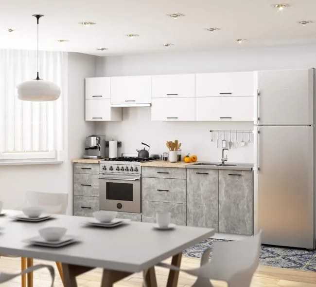 Kuchynská linka OLIWIA G2 2.4 m biela / betón