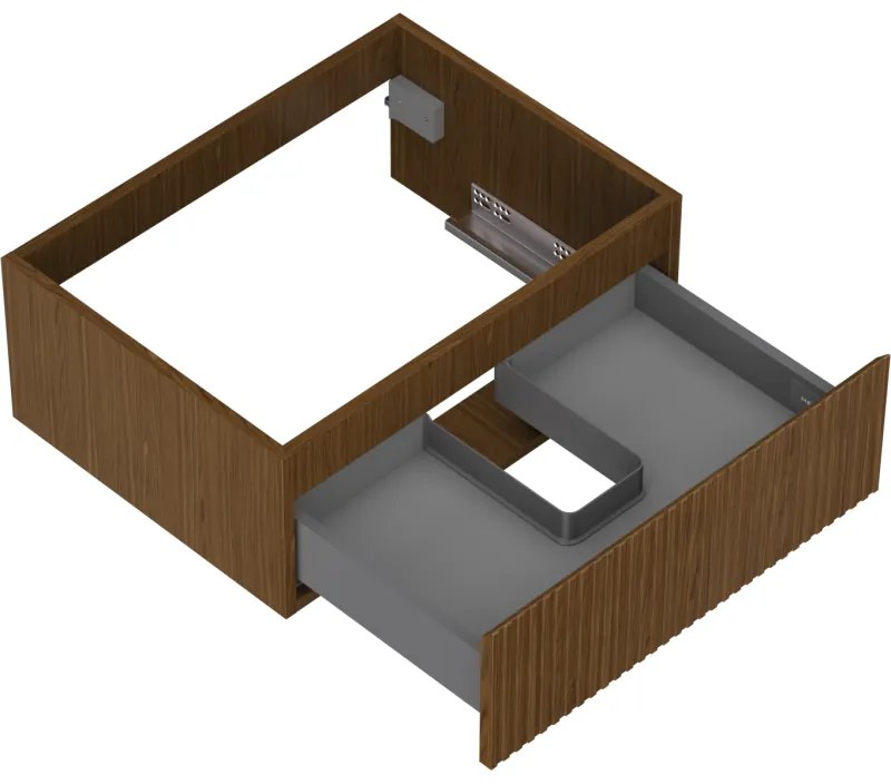 Mexen Rivel, kúpeľňová skrinka 60 cm, 1 zásuvka, drážkovaná, orech, 91A20-06023-1-BF86