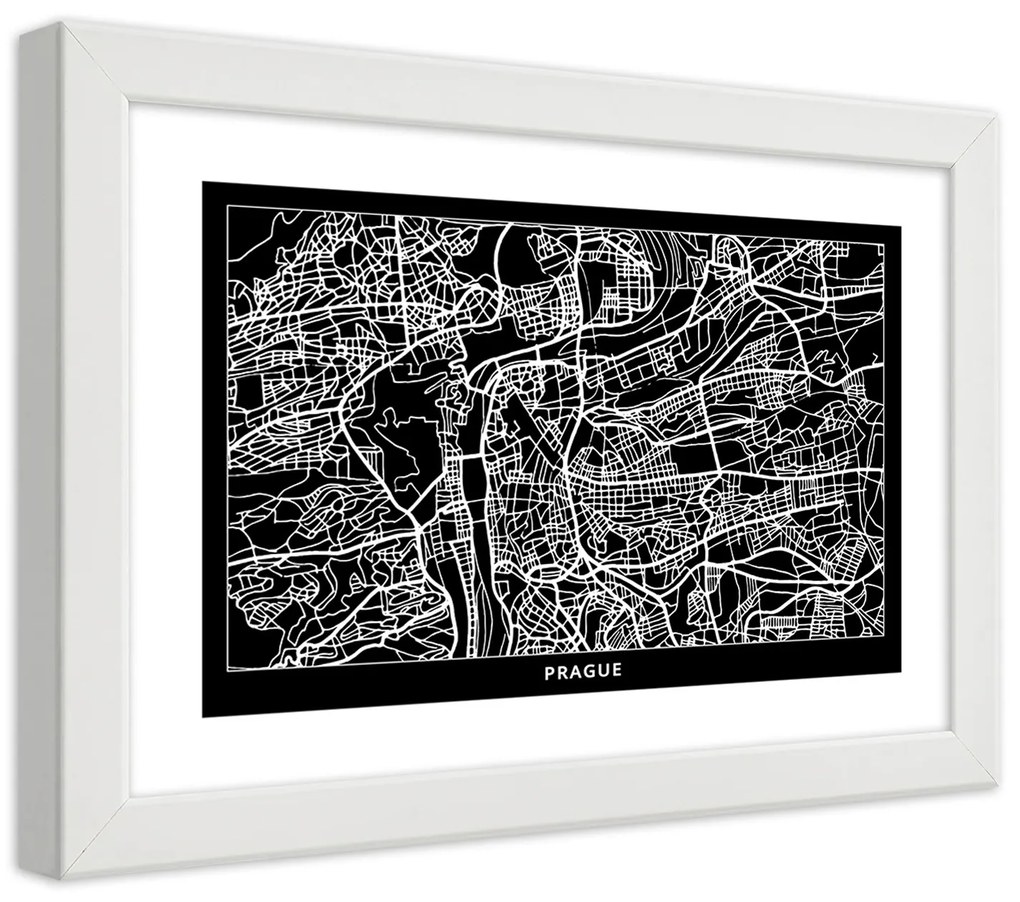 Gario Plagát City plan Prague Farba rámu: Bez rámu, Rozmery: 90 x 60 cm