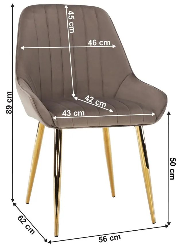 Tempo Kondela Jedálenská stolička, sivohnedá Taupe/gold chróm-zlatý, PERLIA