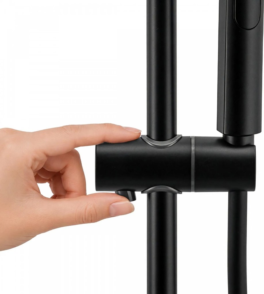 Erga Dubaj, sprchový set s termostatickou batériou a hlavovou sprchou 30 cm, čierna matná, ERG-YKA-BP.DUBAJ-THERM-30-BLK