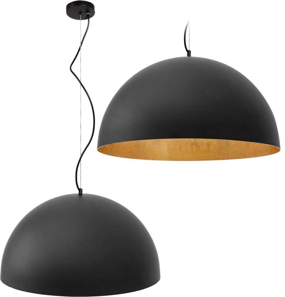 Toolight - Stropná lampa závesná kovová miska čierna 60cm 1xE27 APP380-1CP, čierna, OSW-05012