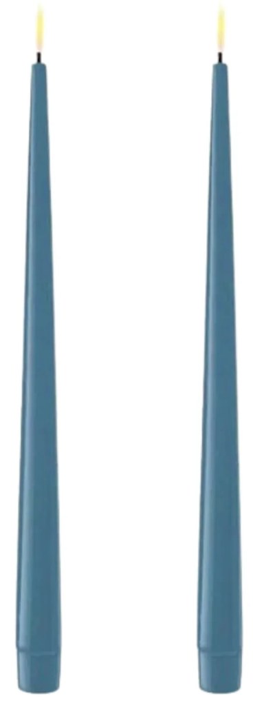 DeluxeHomeart Vysoké LED sviečky Shiny Dusty Blue – set 2 ks