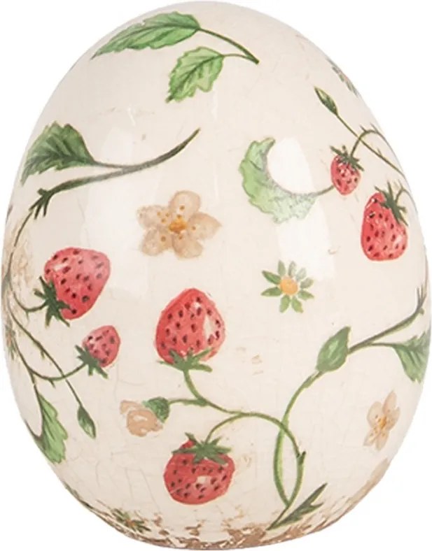 Keramické dekoračné vajíčko s jahôdkami Wild Strawberries M - Ø 10*12 cm