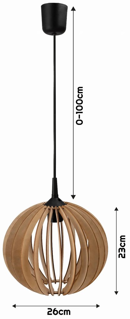 BERGE Závesné svietidlo DENSE WOODEN BALL 1x E27