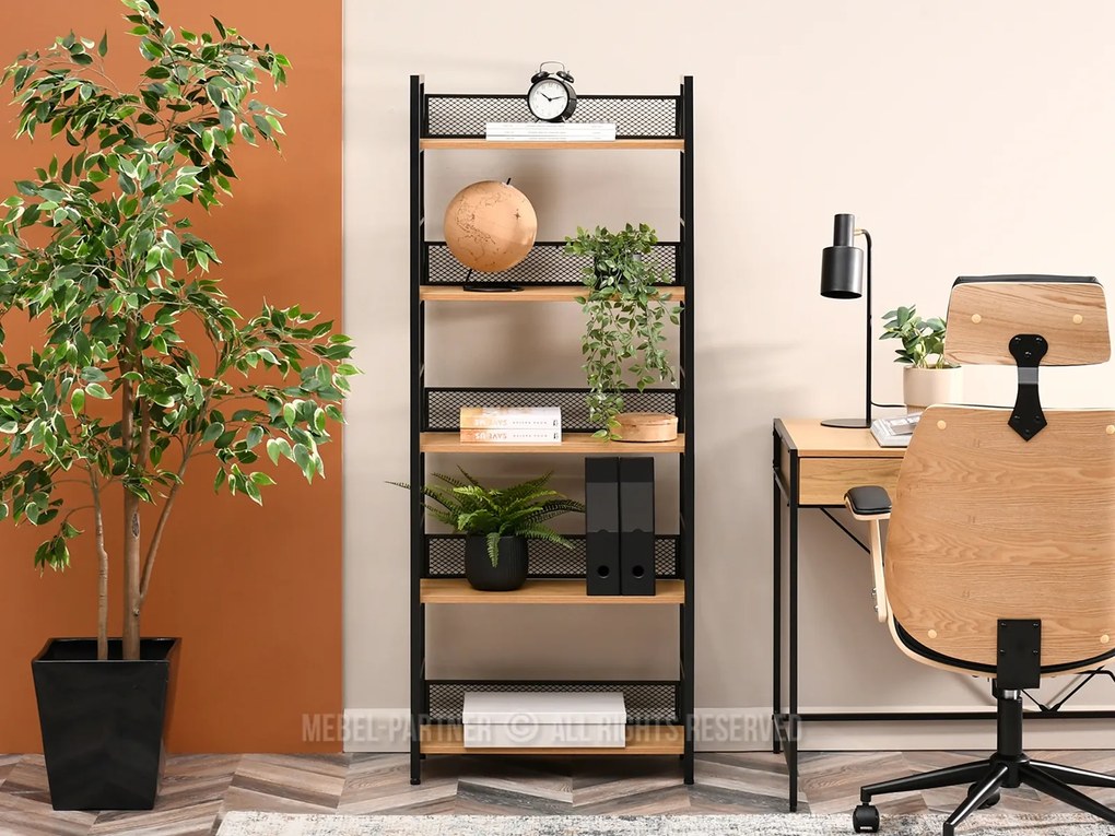 Regál Danube B (dub + čierna). Akcia -21%. Vlastná spoľahlivá doprava až k Vám domov. 1111336