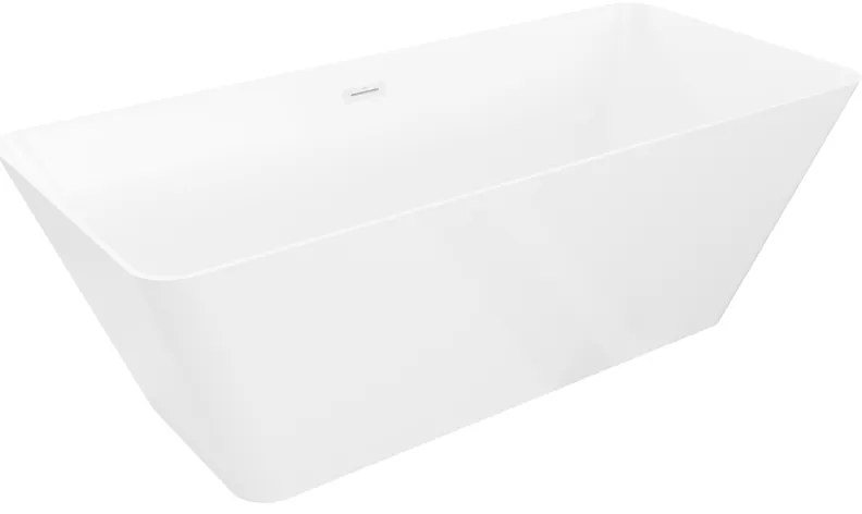 Mexen Velo Slim, voľne stojaca vaňa 170 × 75 cm, biela lesklá, biely prepad, 52811707500-20