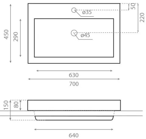 Bathco 0023 - Zapustené umývadlo MANCHESTER 70x45 cm porcelán/biela