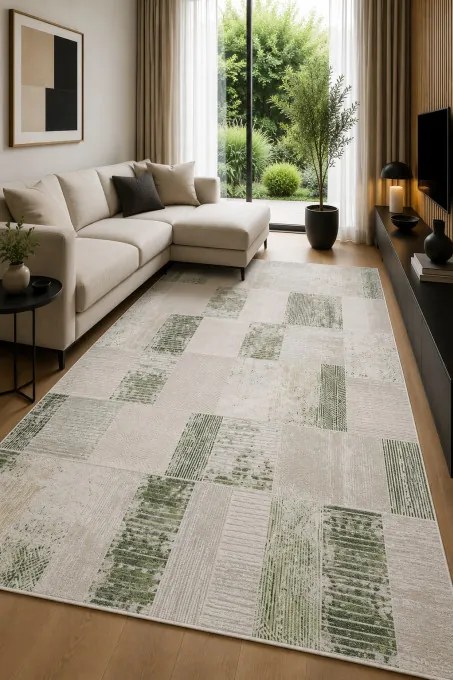 Koberec HOME 384 CREAM / GREEN