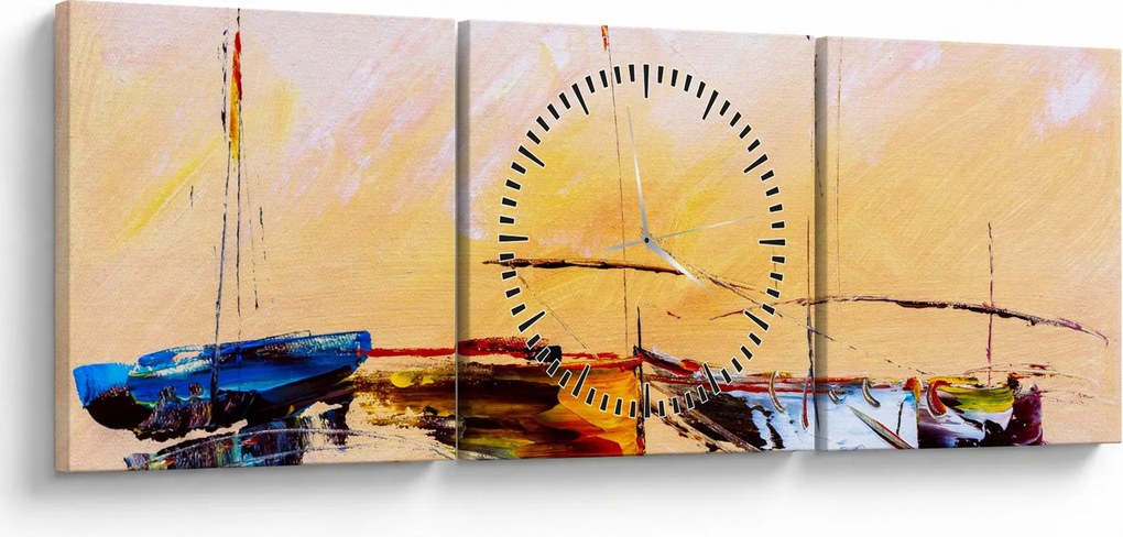 Obraz - Maľba loďou (s hodinami) (90x30 cm)