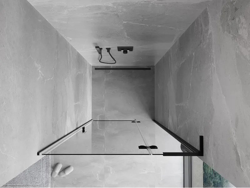 Mexen Mist-H L, 1-krídlové sprchové dvere pravé 110 cm, číre sklo, čierny profil, 8A5L-110-000-70-00-P