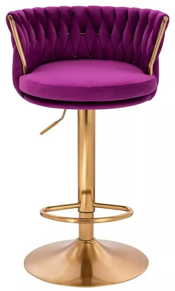 LuxuryForm DESIGN Barová stolička LYON VELUR na zlatom tanieri - fuchsia