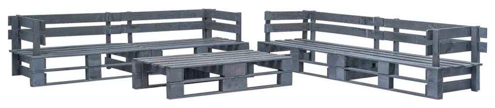 vidaXL 6-dielna záhradná sedacia súprava, palety, FSC drevo, sivá