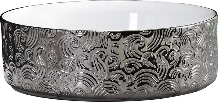 BPS-koupelny Keramické umývadlo na dosku HYD-LA-WH-SV-MOD3-360 36x36 cm, biele/strieborné