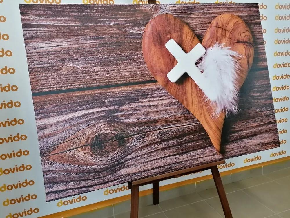 Obraz kríž na drevenom pozadí - 90x60
