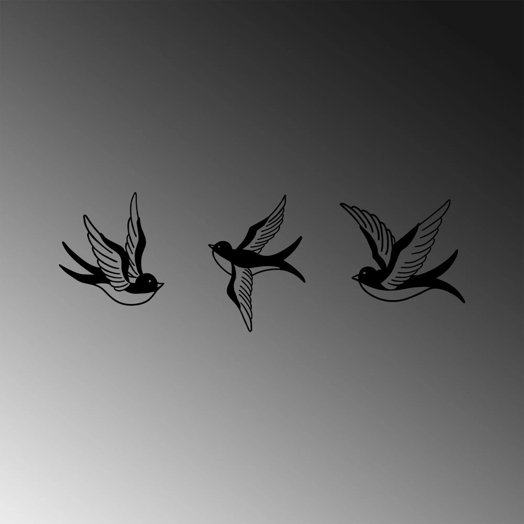 Nástenná kovová dekorácia Horskí vtáci čierna