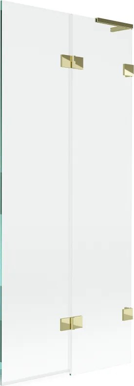 Mexen Lunar L, 2-krídlová vaňová zástena pravá 80 x 150 cm, číre sklo, zlatá lesklá, 897L-080-100-50-00-P