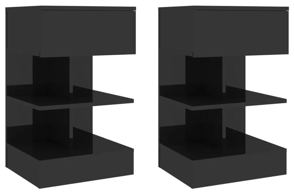 vidaXL Nočné stolíky 2 ks lesklé čierne 40x35x65 cm