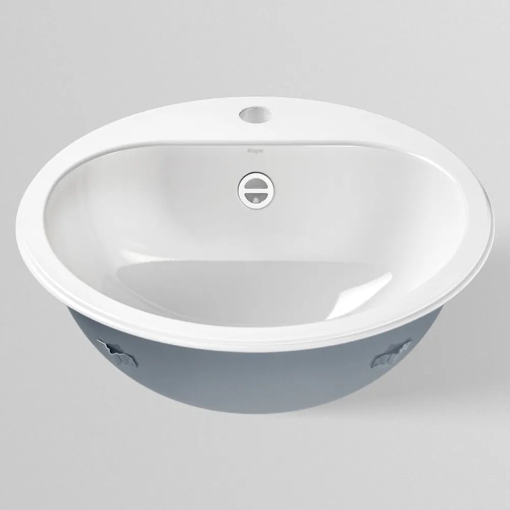 ALAPE EW 3 okrúhle zápustné umývadlo s otvorom, s prepadom, priemer 475 mm, biela alpská, s povrchom ProShield, 2005000000