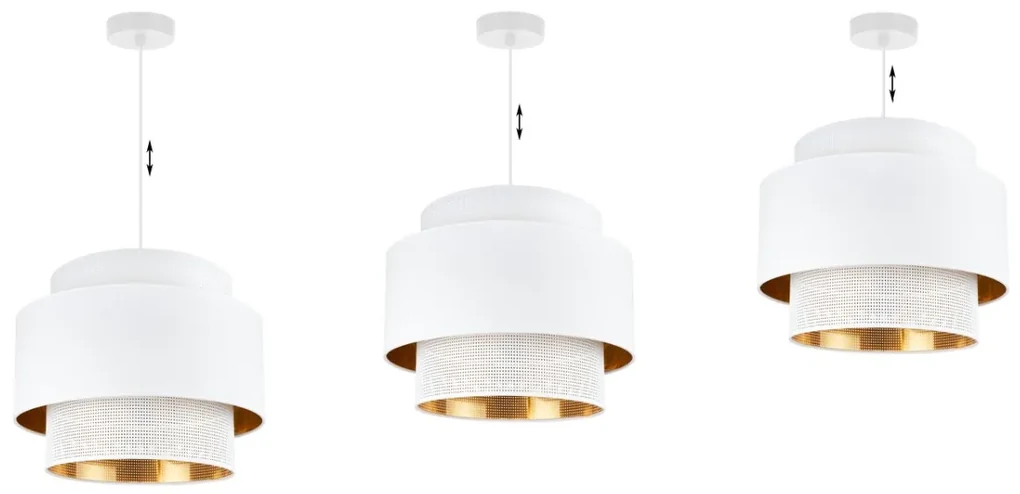 Závesné svietidlo Asti, 1x PVC/biele textilné tienidlo, (fi 35cm), g/c, w