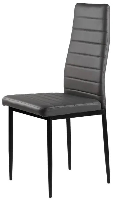 Súprava 4 stoličiek do obývačky a jedálne s koženkou Eco-Leather, ergonomické operadlo, sivá