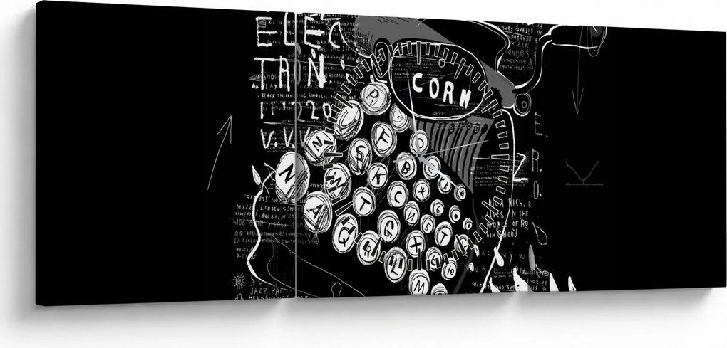 Obraz - Kresba v Banksyho štýle (s hodinami) (90x30 cm)