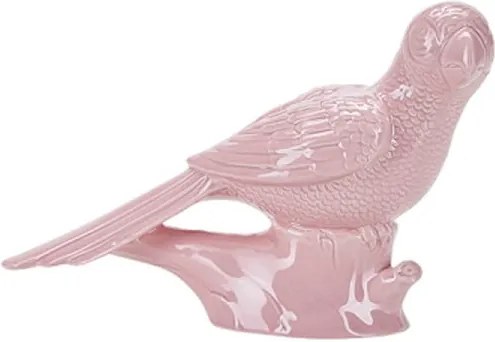 Ružová keramická soška v tvare papagája Miss Étoile