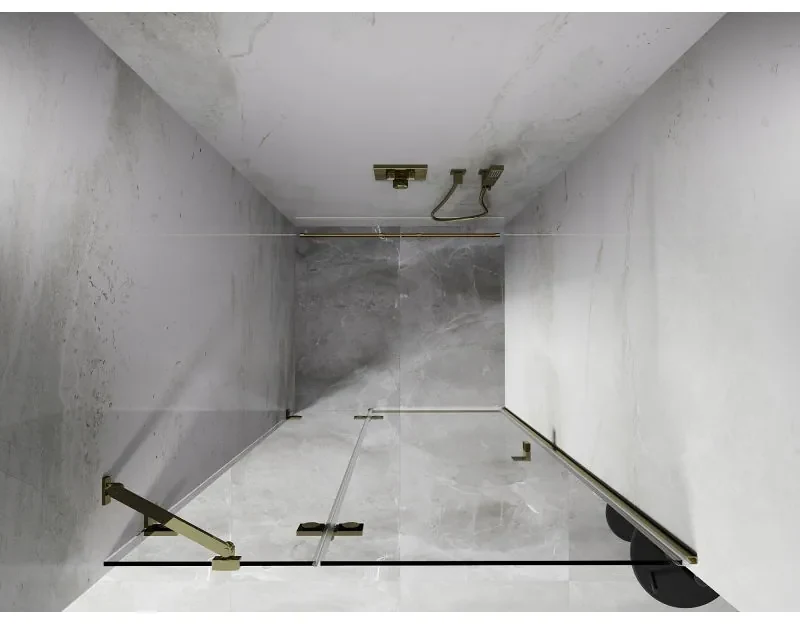 Mexen, Mexen Lunar ľavé otočné sprchové dvere 95 cm, transparentné, zlaté - 834-095-000-50-00-L