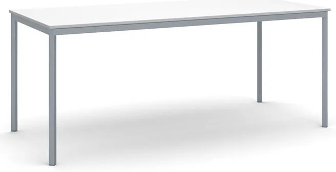Jedálenský stôl, 180x80 cm, tmavo sivá podnož, biela