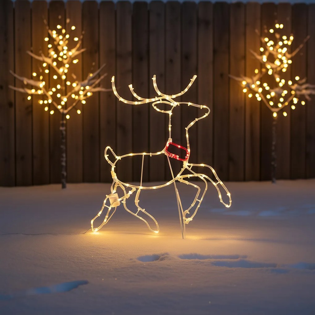 Vianočná stojaca lampa Jeleň 50 cm vrátane LED s časovačom IP44 - Pax