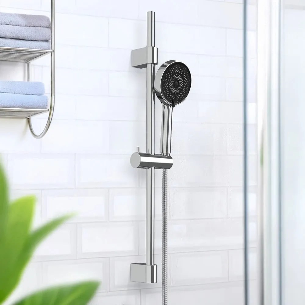 Sprchová súprava z nehrdzavejúcej ocele v striebornej farbe s ručnou sprchou/posuvný držiak 70 cm Softwater – Wenko