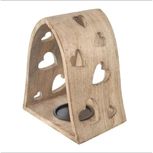 Orion Svietnik z mangového dreva Heart bell, 20 x 14 x 23,2 cm