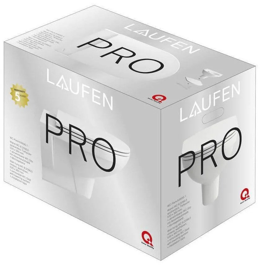 LAUFEN Pro Rimless Pack závesné WC s hlbokým splachovaním, 360 x 530 mm, biela + WC sedátko Softclose, H8669510000001