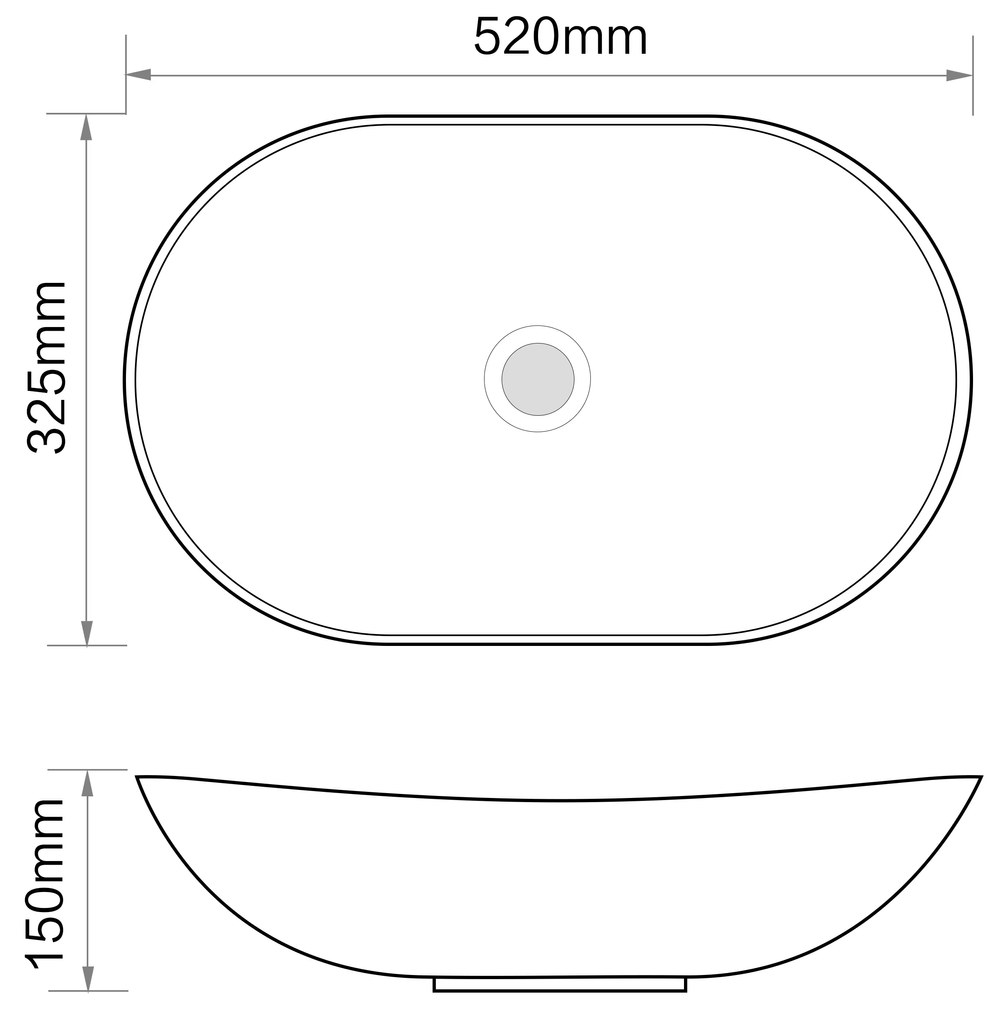 Erga Neriah, umývadlo na dosku 520x325x150 mm, biela lesklá, ERG-V03-9497B-WH