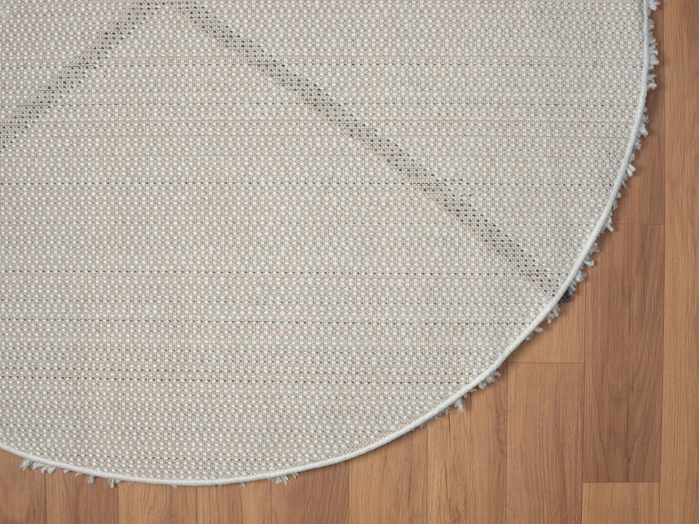 Kusový koberec My Shaggy Raute creme kruh, 150x150 (priemer) kruh, čiernobiela, chodba / predsieň, My Flair