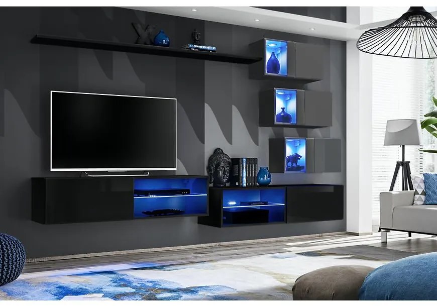 Obývacia Stena Switch Xxiv Čierna/Grafit