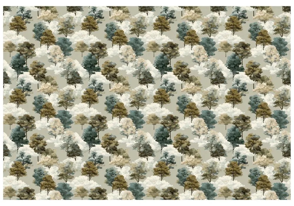 Tapeta akvarelové stromy v zemitých tónoch