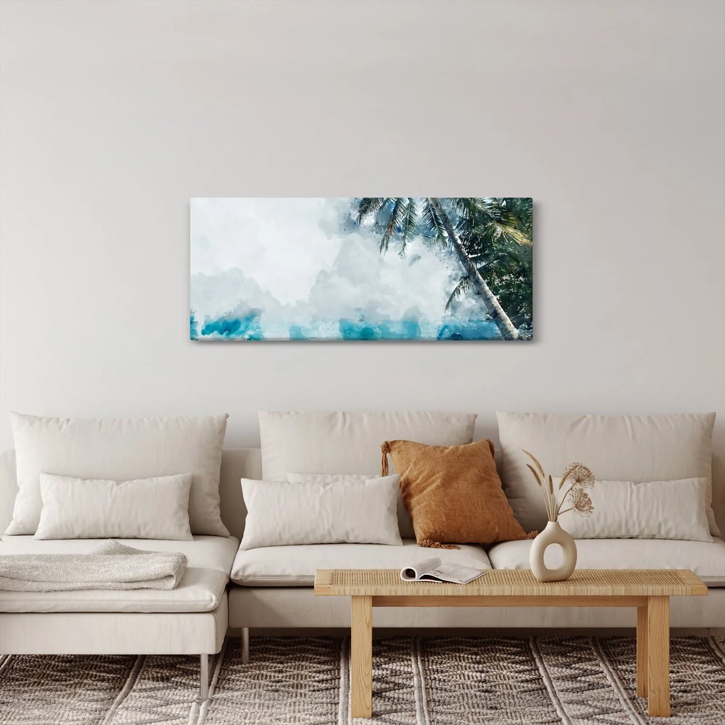 Obraz palmy nad morom (120x50 cm)