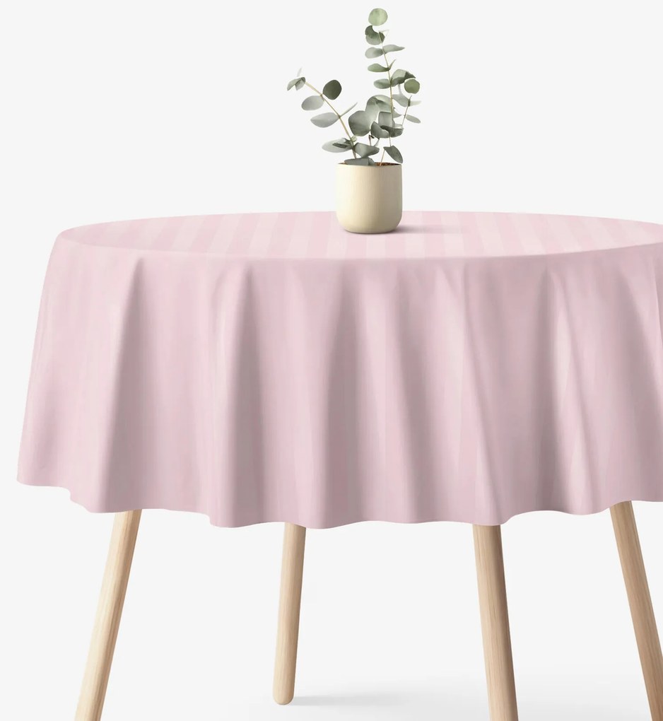 Goldea okrúhly damaškový obrus - staroružové prúžky so saténovým leskom Ø 200 cm