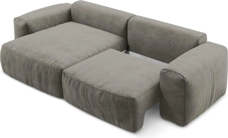 Sivá ženilková rozkladacia rohová pohovka (ľavý roh/s leňoškou) Kuki – Makamii