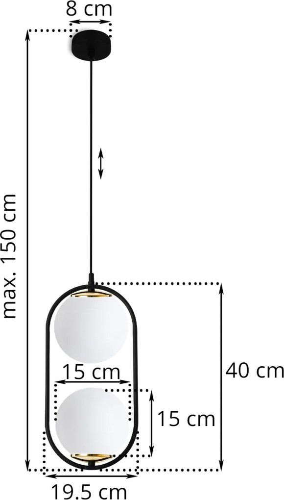 Závesné svietidlo Florence, 2x biele sklenené tienidlo, b/g, U