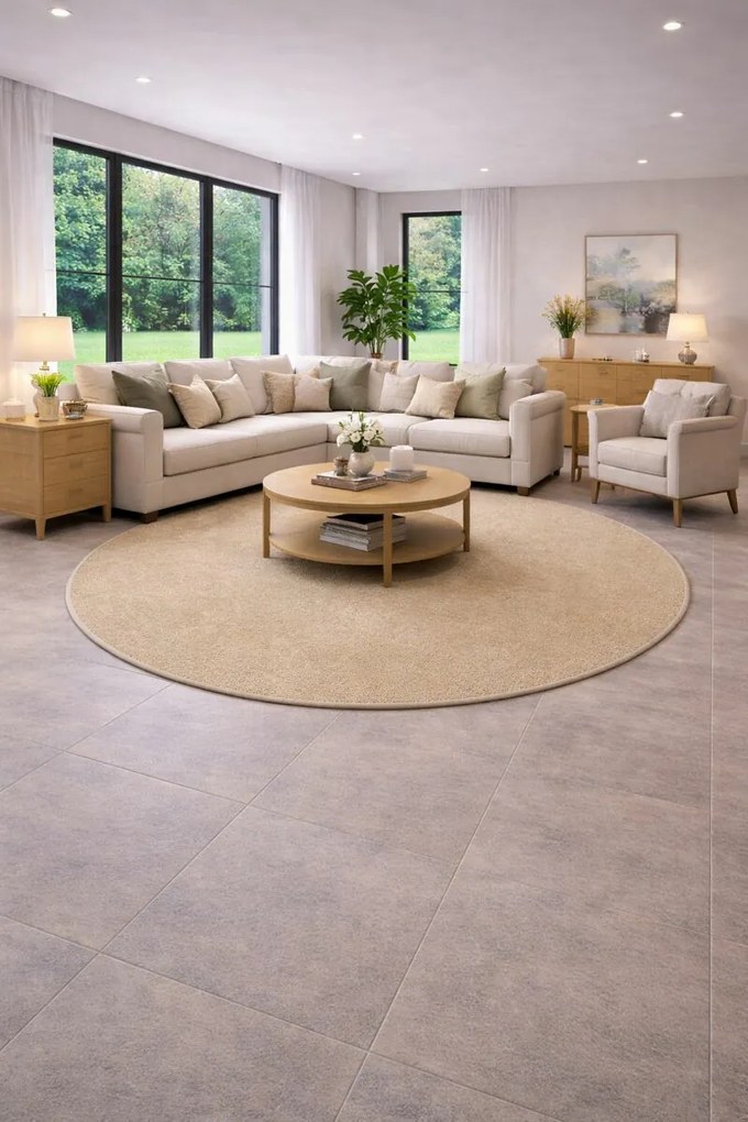 AKCIA: 120x120 (průměr) kruh cm Kusový koberec Eton béžový 70 kruh, béžová, kuchyňa, Vopi