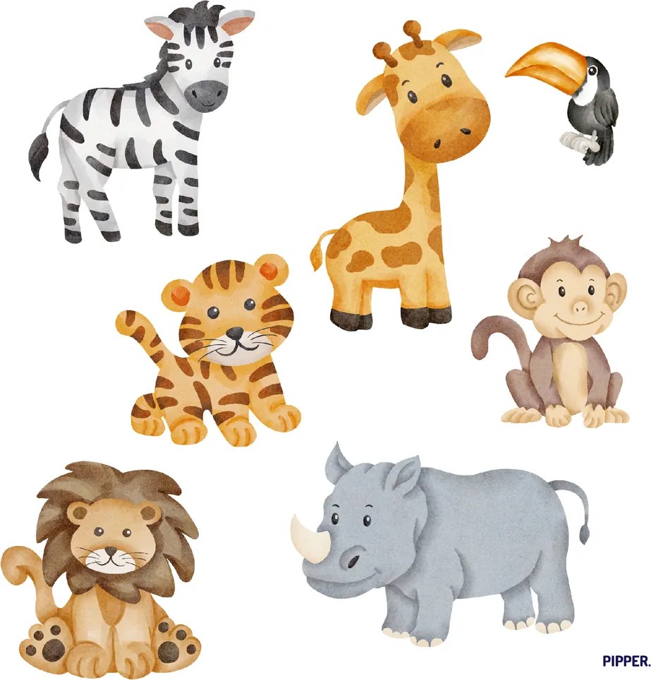 PIPPER. Zvieratká zo ZOO - textilná nálepka na stenu