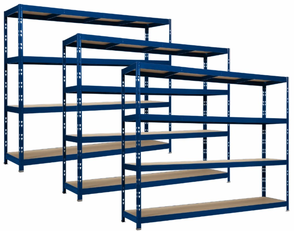 3x Policový regál 2000 X 2370 X 600, modrý 3XRR1-6024-4-5017